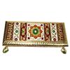 Handcrafted Meenakari Pooja Chowki (Large)- For Mandir Home Office & Gift Purpose- Ideal for Laddu Gopal Ji Kishan Ji & Other Idols/ God- LxWXH= 24.5cmX9cmX4.5cm