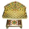 Handcrafted Meenakari Pooja Singhasan (Large)  with Chowki (Medium) set- For Mandir Home Office & Gift Purpose- Ideal for Laddu Gopal Ji Kishan Ji & Other Idols/ God