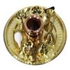 Brass Puja Thali Set- For Pooja Room Home Temple Office- with Panchapatra Ghanti Jal Sankha Agarbaati Stand Pradip Karpur dani Sindur dani & a small katori