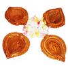 Traditional Terracotta Clay Diya- Pack of 4- with Cotton Wicks