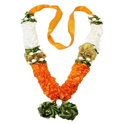 Mala/ Garland White & Yellow with artificial Flowers- for God/ Idol/ Puja Decor/ Festival/ Photo frame- Pack of 1- Length 22cm/8.6inches