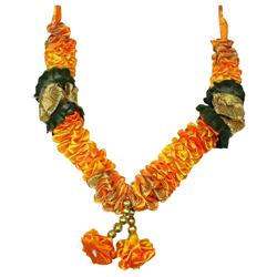 Mala/ Garland - Yellow - with artificial Flowers- for God/ Idol/ Puja Decor/ Festival/ Photo frame- Pack of 1- Length 22cm/8.6inches