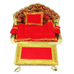 Bed (Bister) & Aasan set for Laddu Gopal/ Gopal ji/ Krishna ji with Meenakari Chowki & Singhasan